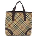 BURBERRY Nova Check Hand Bag PVC Beige Auth BA2958-2