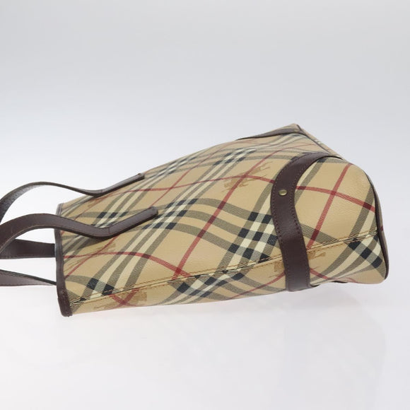 BURBERRY Nova Check Hand Bag PVC Beige Auth BA2958