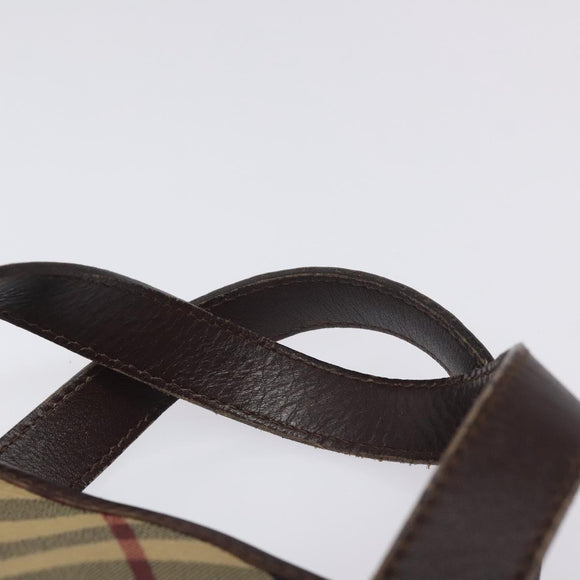 BURBERRY Nova Check Hand Bag PVC Beige Auth BA2958