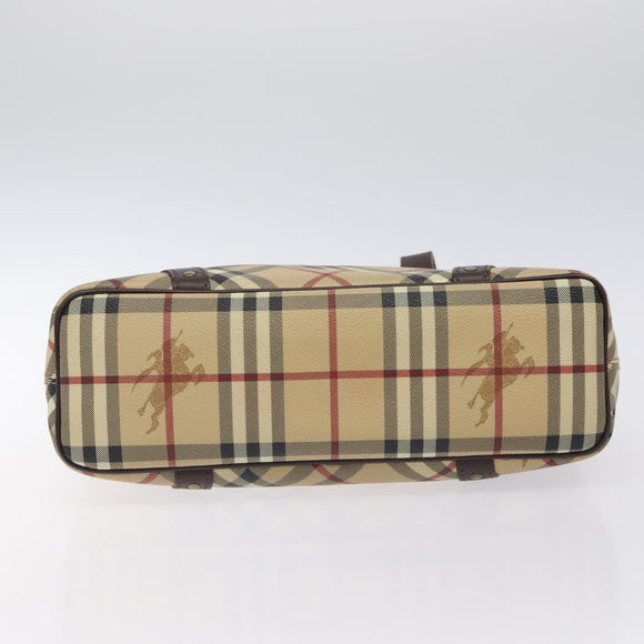 BURBERRY Nova Check Hand Bag PVC Beige Auth BA2958