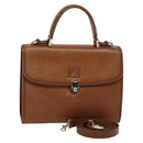 Burberrys Hand Bag Leather 2way Brown Gold Auth BA2959-1