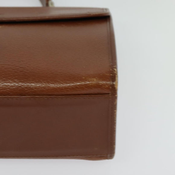 Burberrys Hand Bag Leather 2way Brown Gold Auth BA2959