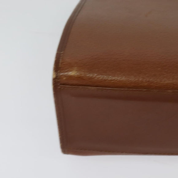 Burberrys Hand Bag Leather 2way Brown Gold Auth BA2959