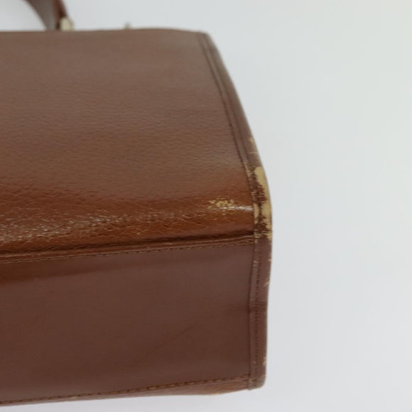 Burberrys Hand Bag Leather 2way Brown Gold Auth BA2959