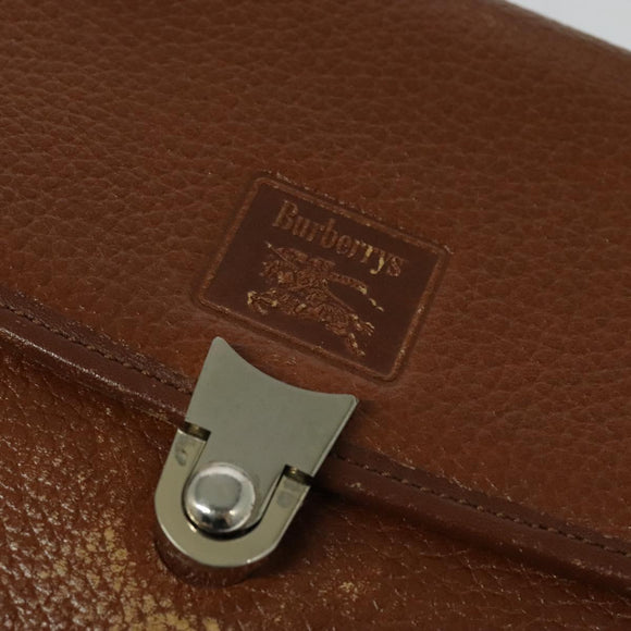 Burberrys Hand Bag Leather 2way Brown Gold Auth BA2959