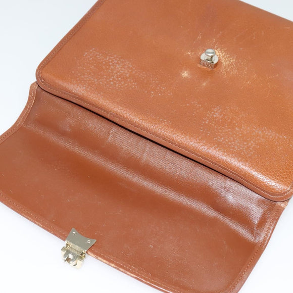 Burberrys Hand Bag Leather 2way Brown Gold Auth BA2959