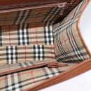 Burberrys Hand Bag Leather 2way Brown Gold Auth BA2959-17