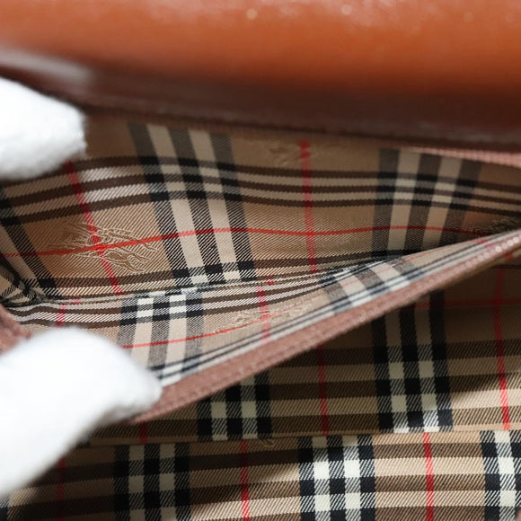 Burberrys Hand Bag Leather 2way Brown Gold Auth BA2959