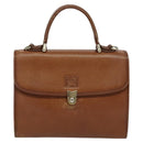 Burberrys Hand Bag Leather 2way Brown Gold Auth BA2959-13