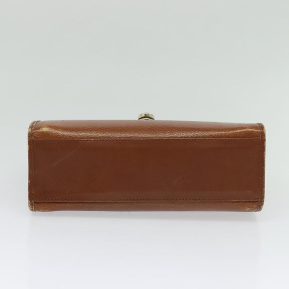 Burberrys Hand Bag Leather 2way Brown Gold Auth BA2959