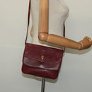 CARTIER Must Line Shoulder Bag Leather Bordeaux Gold Auth BA2960-22