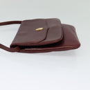CARTIER Must Line Shoulder Bag Leather Bordeaux Gold Auth BA2960-4