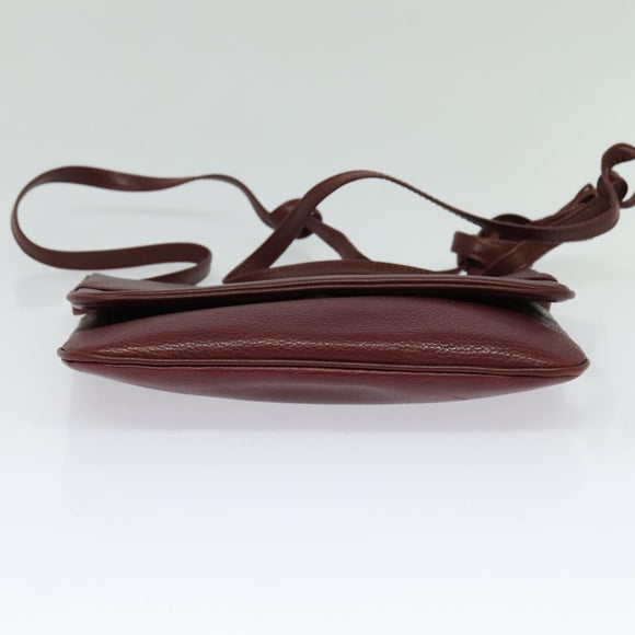 CARTIER Must Line Shoulder Bag Leather Bordeaux Gold Auth BA2960