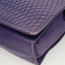 BALLY Quilted Shoulder Bag Leather Purple Gold Auth BA2961-14