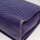 BALLY Quilted Shoulder Bag Leather Purple Gold Auth BA2961-16