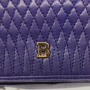 BALLY Quilted Shoulder Bag Leather Purple Gold Auth BA2961-17
