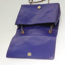 BALLY Quilted Shoulder Bag Leather Purple Gold Auth BA2961-10