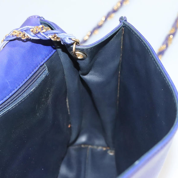 BALLY Quilted Shoulder Bag Leather Purple Gold Auth BA2961