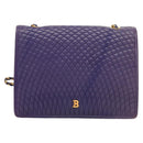 BALLY Quilted Shoulder Bag Leather Purple Gold Auth BA2961-13