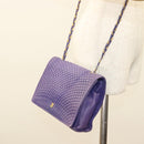 BALLY Quilted Shoulder Bag Leather Purple Gold Auth BA2961-22