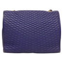 BALLY Quilted Shoulder Bag Leather Purple Gold Auth BA2961-2