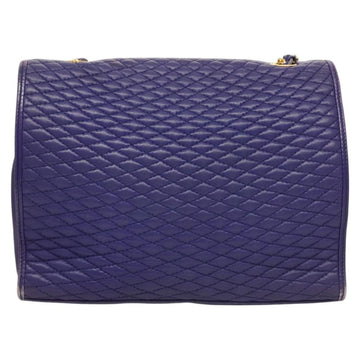BALLY Quilted Shoulder Bag Leather Purple Gold Auth BA2961 - 0