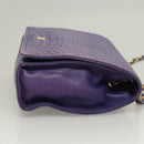 BALLY Quilted Shoulder Bag Leather Purple Gold Auth BA2961-3