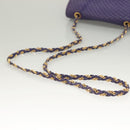 BALLY Quilted Shoulder Bag Leather Purple Gold Auth BA2961-7