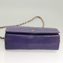 BALLY Quilted Shoulder Bag Leather Purple Gold Auth BA2961-5
