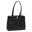 Salvatore Ferragamo Vera Tote Bag Embossed Leather Black Gold Auth BA2962-1