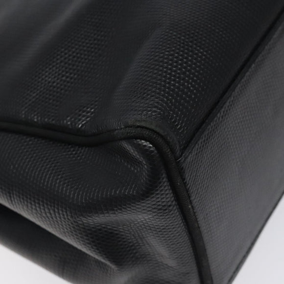 Salvatore Ferragamo Vera Tote Bag Embossed Leather Black Gold Auth BA2962