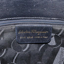 Salvatore Ferragamo Vera Tote Bag Embossed Leather Black Gold Auth BA2962-12
