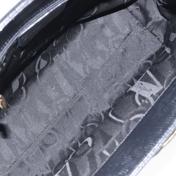 Salvatore Ferragamo Vera Tote Bag Embossed Leather Black Gold Auth BA2962