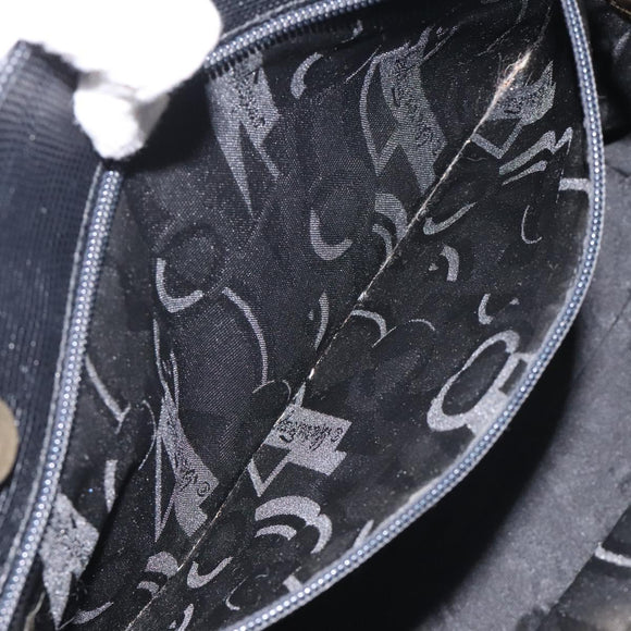 Salvatore Ferragamo Vera Tote Bag Embossed Leather Black Gold Auth BA2962