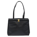 Salvatore Ferragamo Vera Tote Bag Embossed Leather Black Gold Auth BA2962-13