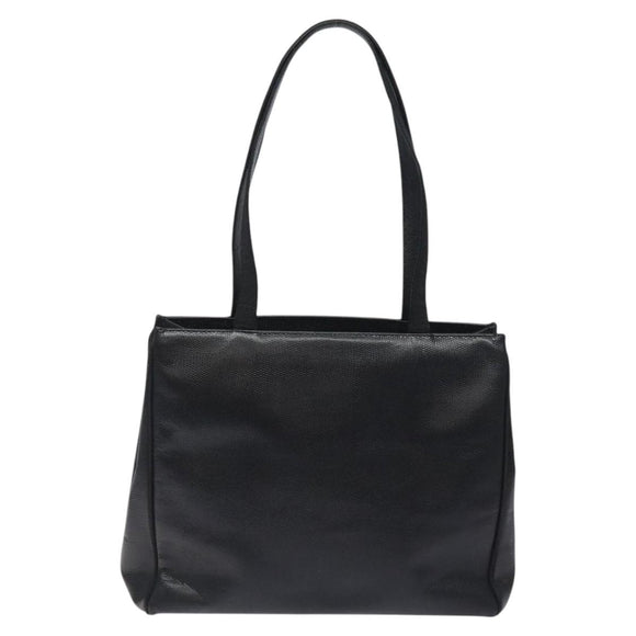 Salvatore Ferragamo Vera Tote Bag Embossed Leather Black Gold Auth BA2962