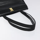 Salvatore Ferragamo Vera Tote Bag Embossed Leather Black Gold Auth BA2962-7