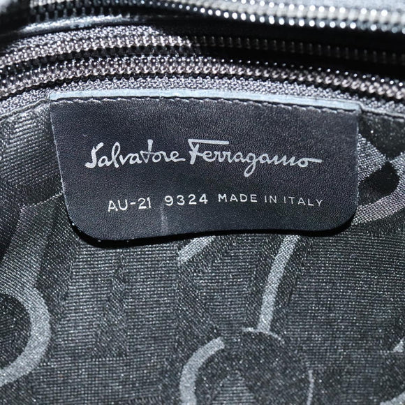 Salvatore Ferragamo Hand Bag Nylon 2way Black Silver Auth BA2963