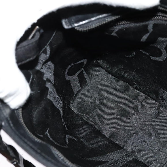 Salvatore Ferragamo Hand Bag Nylon 2way Black Silver Auth BA2963