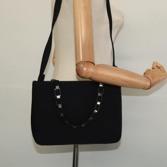 Salvatore Ferragamo Hand Bag Nylon 2way Black Silver Auth BA2963