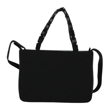 Salvatore Ferragamo Hand Bag Nylon 2way Black Silver Auth BA2963 - 0