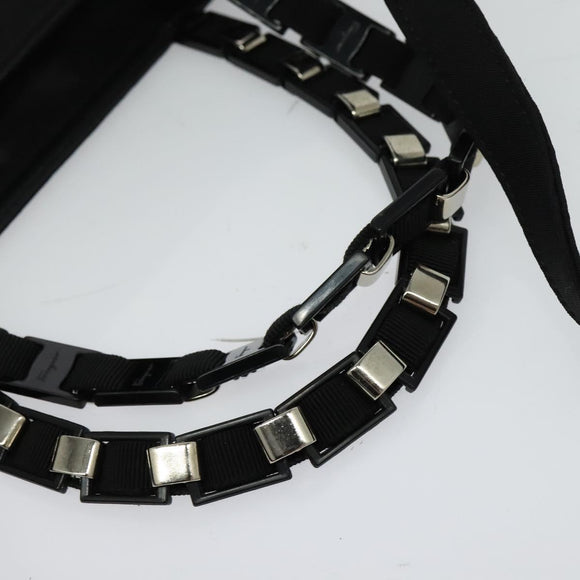 Salvatore Ferragamo Hand Bag Nylon 2way Black Silver Auth BA2963