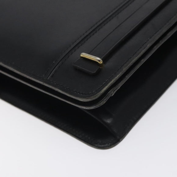 Christian Dior Shoulder Bag Leather Black Gold Auth BA2964