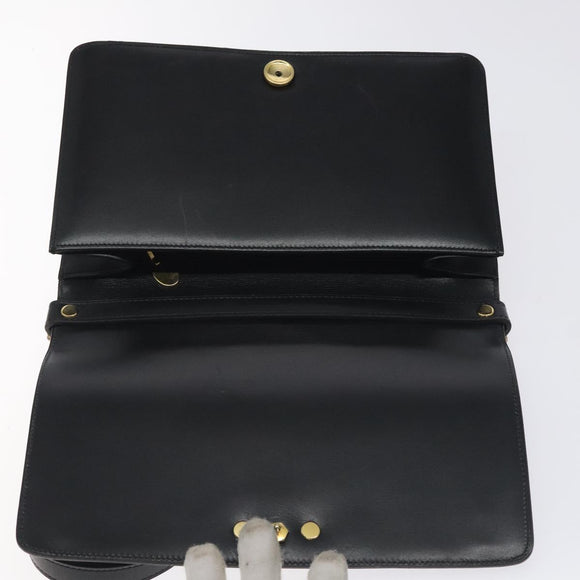 Christian Dior Shoulder Bag Leather Black Gold Auth BA2964