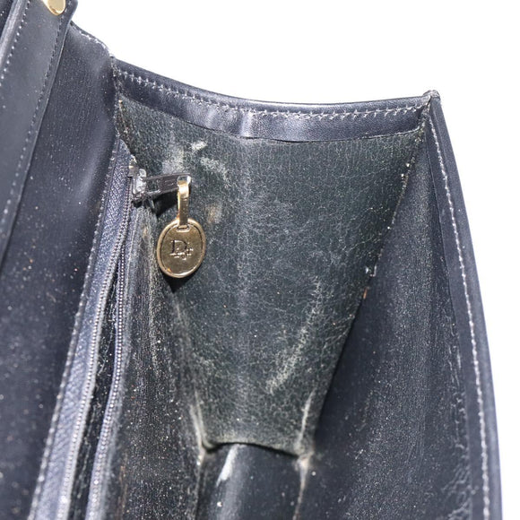 Christian Dior Shoulder Bag Leather Black Gold Auth BA2964