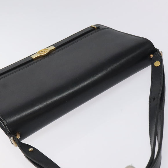Christian Dior Shoulder Bag Leather Black Gold Auth BA2964