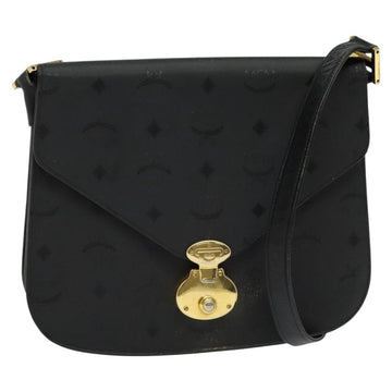 MCM Vicetos Logogram Shoulder Bag PVC Black Gold Auth BA2965