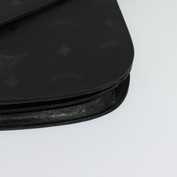 MCM Vicetos Logogram Shoulder Bag PVC Black Gold Auth BA2965