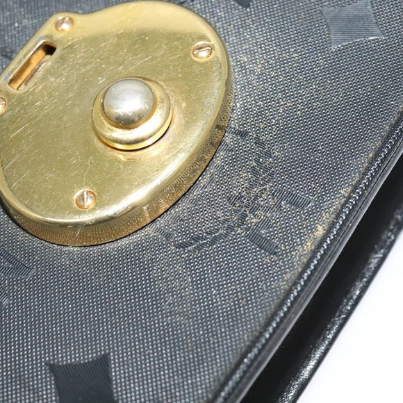 MCM Vicetos Logogram Shoulder Bag PVC Black Gold Auth BA2965