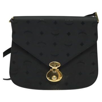 MCM Vicetos Logogram Shoulder Bag PVC Black Gold Auth BA2965 - 0